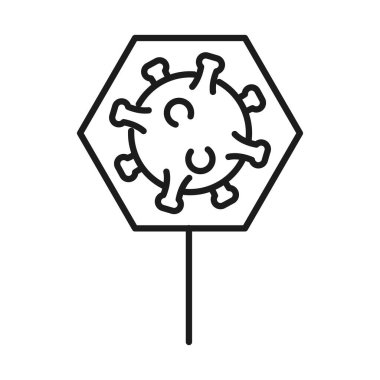 Covid 19 virüsü uyarı çizgisi biçim vektör tasarımı içinde