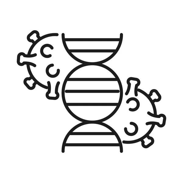 ADN con cvid 19 línea de virus estilo icono de diseño de vectores — Archivo Imágenes Vectoriales