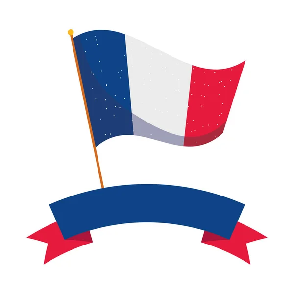 Изолированный флаг Франции с векторной конструкцией ленты — стоковый вектор