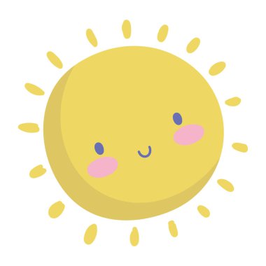 İzole güneş çizgi film vektör tasarımı