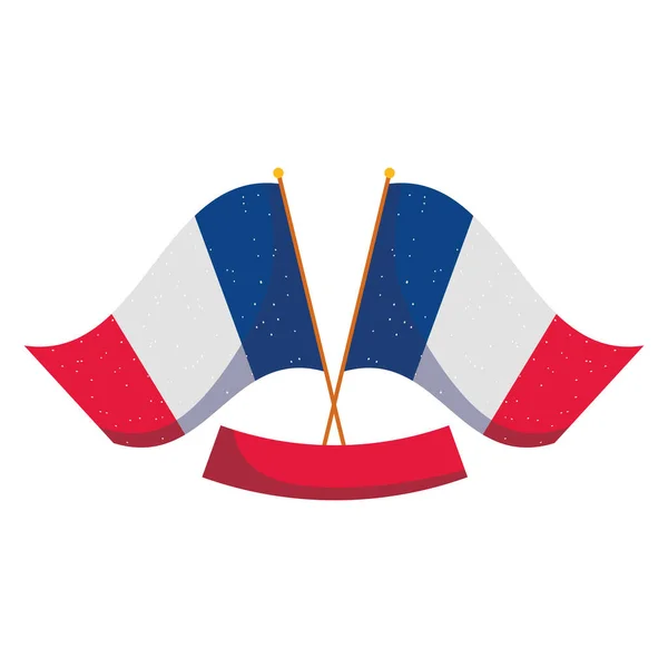 Ізольовані прапори франції зі стрічкою Векторний дизайн — стоковий вектор