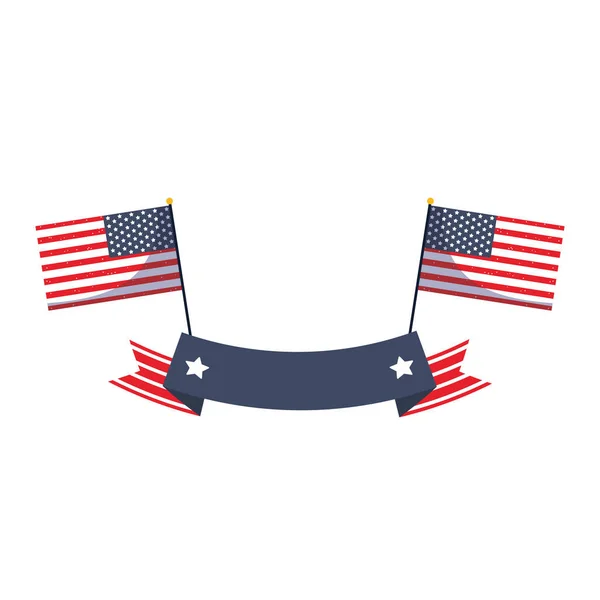 Μεμονωμένες σημαίες ΗΠΑ με σχέδιο φορέα κορδέλας — Διανυσματικό Αρχείο
