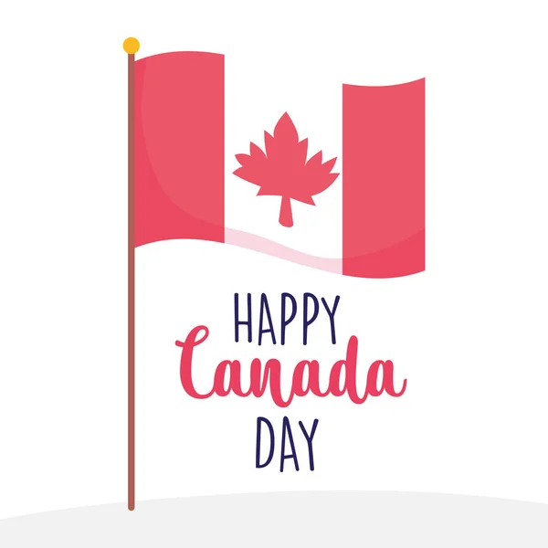 Bandiera canadese di felice giorno del Canada disegno vettoriale — Vettoriale Stock