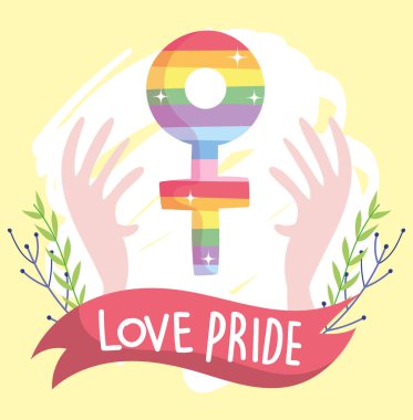 Igtbi kadın cinsiyeti, el kurdelesi ve vektör tasarımı.