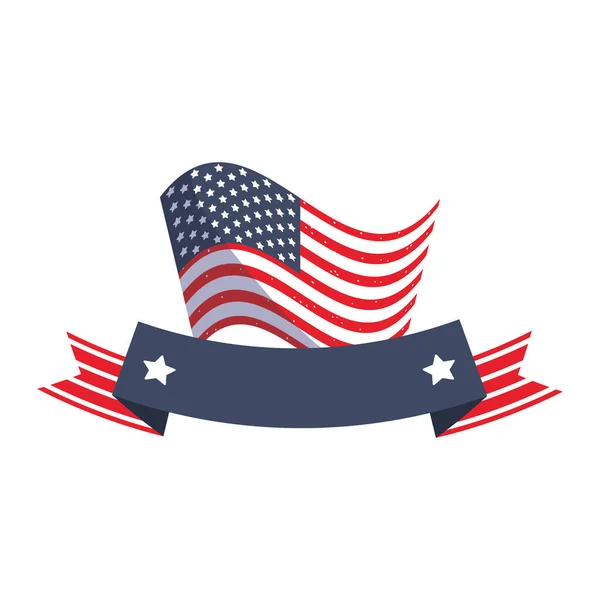 Bandera aislada de EE.UU. con diseño de vectores de cinta — Vector de stock