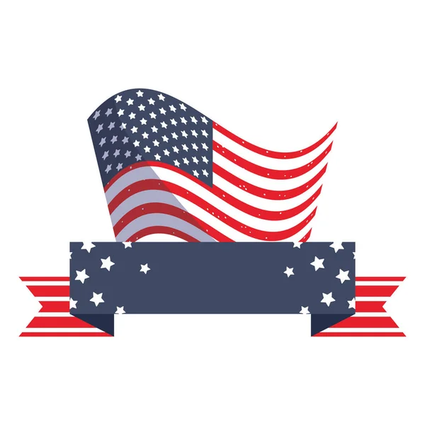 Изолированный флаг США с векторной конструкцией ленты — стоковый вектор