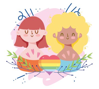 Lgtbi kalbi olan kız çizgi filmleri ve vektör tasarımını bırakır
