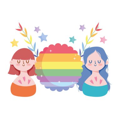 Lgtbi damgalı kızlar vektör tasarımlı.