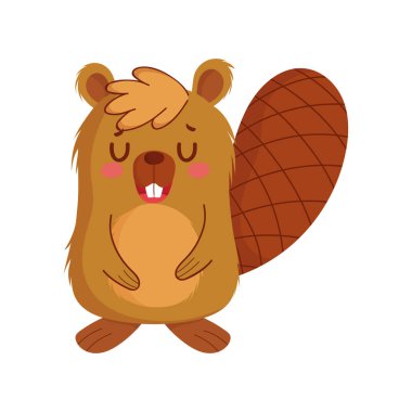 Tatlı kunduz çizgi film vektör tasarımı