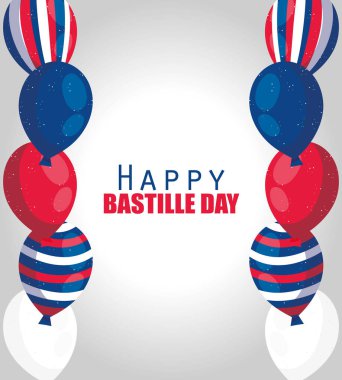 Mutlu Bastille Günü vektör tasarımının Fransa balonları