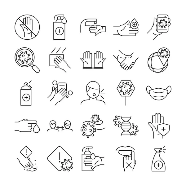 Medical care and covid 19 virus line style icon set vector design — Stock Vector