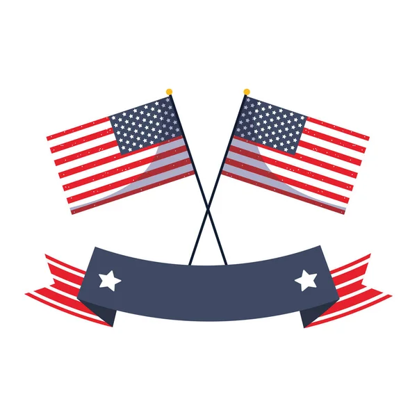 Banderas aisladas de EE.UU. con diseño de vectores de cinta — Vector de stock