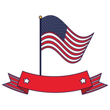 Kurdele vektör tasarımı ile izole edilmiş ABD bayrağı