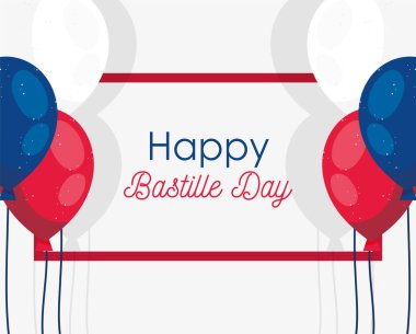 Mutlu Bastille Günü vektör tasarımının Fransa balonları