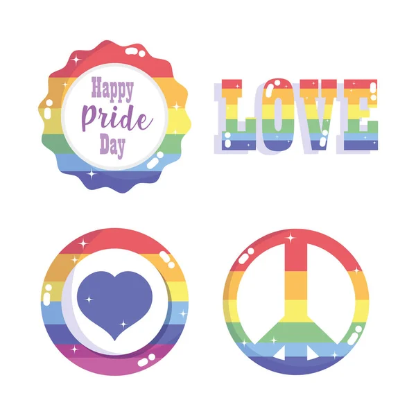Felice giorno dell'orgoglio, amore di genere cuore arcobaleno comunità LGBT — Vettoriale Stock