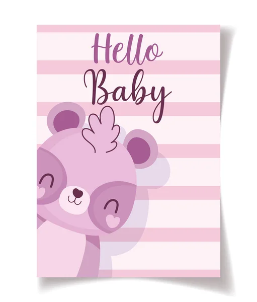 Bebé ducha mapache hola celebración recién nacido, bienvenida invitación plantilla — Archivo Imágenes Vectoriales