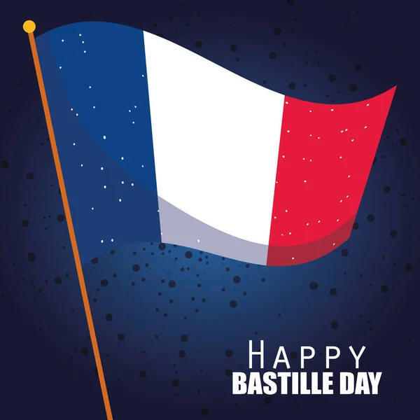 France flag of happy bastille day vector design — Stock Vector