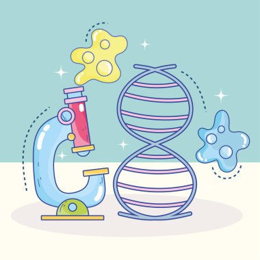 Bilimsel mikroskop DNA molekülü genetik araştırma laboratuvarı