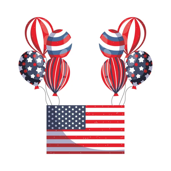 Drapeau américain isolé avec conception vectorielle de ballons — Image vectorielle