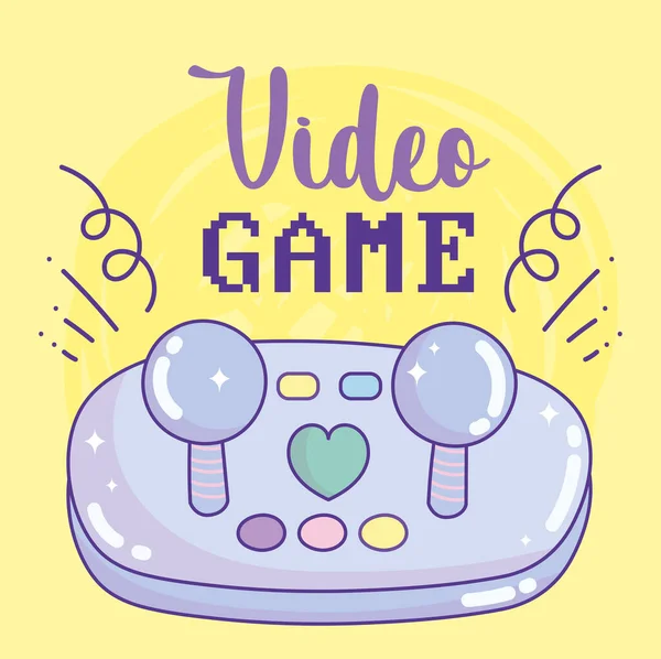 Jeu vidéo joystick boutons divertissement gadget dispositif bande dessinée électronique — Image vectorielle