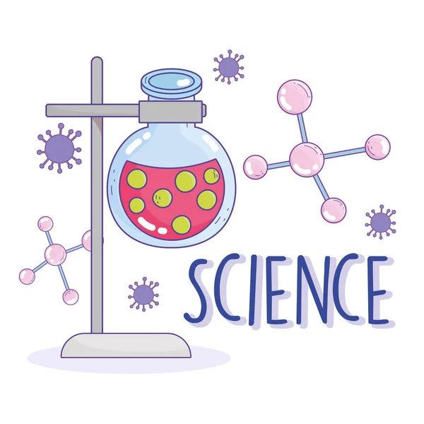Scienza beaker in rack chimica molecola laboratorio di ricerca — Vettoriale Stock