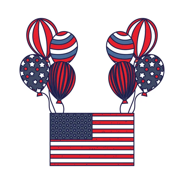 Isolerad usa flagga med ballonger vektor design — Stock vektor