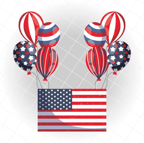 Flagga med ballonger av minnesdag vektor design — Stock vektor