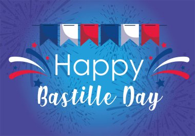 Mutlu Bastille Günü vektör tasarımının Fransa bayrağı