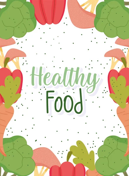 Alimentos saludables, menú productos naturales salud equilibrio nutrición dieta — Vector de stock