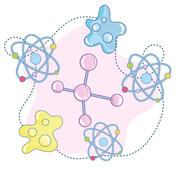 Molécula de ciencia estructura atómica laboratorio de investigación de partículas — Vector de stock