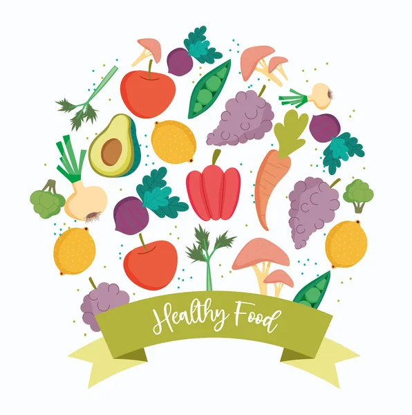 健康食品，产品有机新鲜营养均衡饮食 — 图库矢量图片