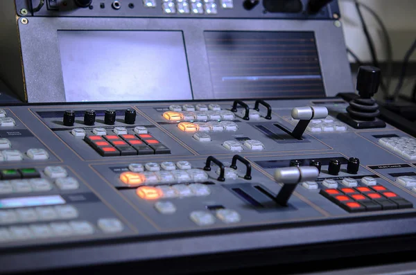 Video en audio Control Mixing Desk, televisie-uitzendingen Stockfoto