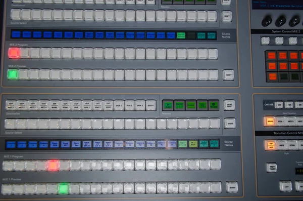 Video en audio Control Mixing Desk, televisie-uitzendingen Stockafbeelding