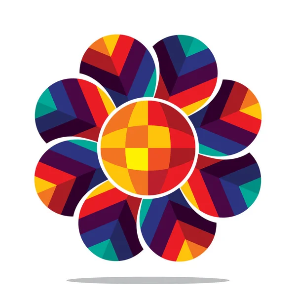 Icono flor estilizada con conceptos de diseño coloridos y forma de diamante / vidrio — Vector de stock