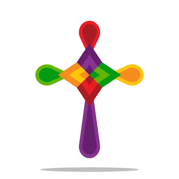 Kleurrijke kruis in vlakke stijl — Stockvector