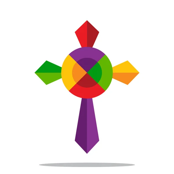 Cruz colorida en estilo de diseño plano — Vector de stock