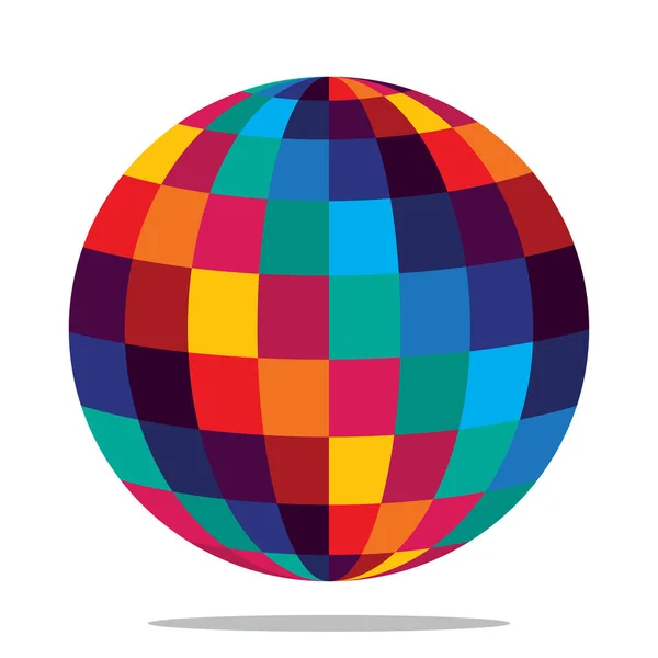 Bola disco, diseño de esfera colorida — Vector de stock