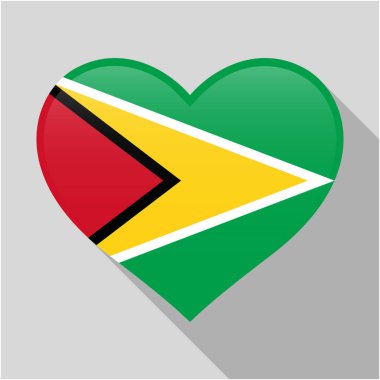 Guyana ülke bayrağı kombinasyonu ile kalp simgesi