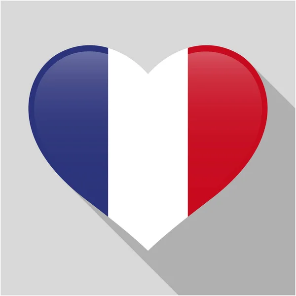 Ícone do coração com uma combinação de bandeira do país da França — Vetor de Stock
