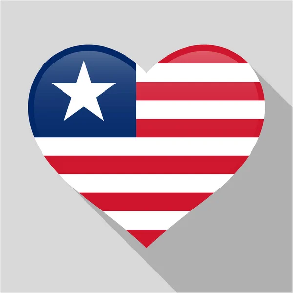 Herz-Symbol mit einer Kombination aus Liberia-Flagge — Stockvektor