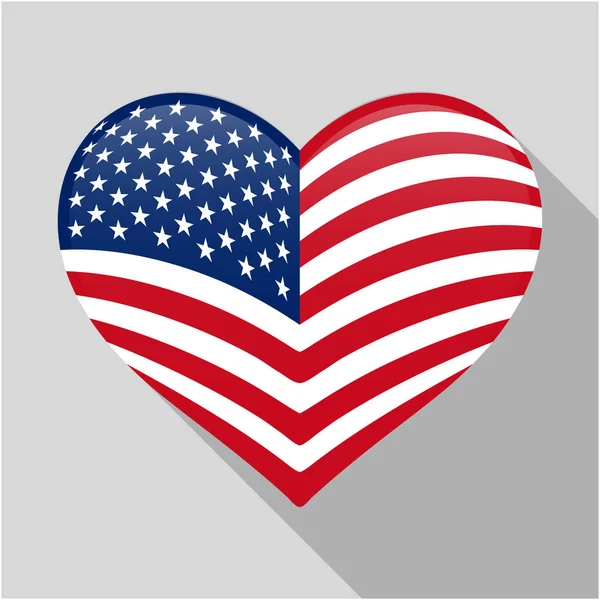 Herz-Symbol mit einer Kombination aus vereinigten Staaten von Amerika Länderflagge — Stockvektor