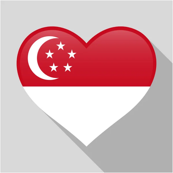Heart icon with a combination of Singapore country flag — Stock Vector