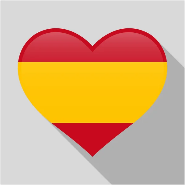 스페인 국가 플래그의 조합으로 심장 아이콘 — 스톡 벡터