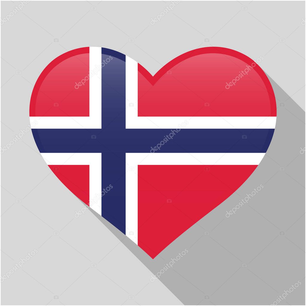 Heart icon with a combination of Norway country flag