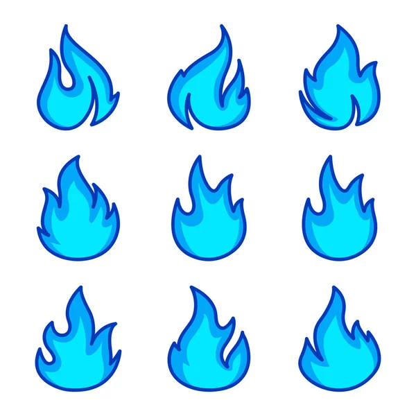 Set van blauwe vlam pictogrammen — Stockvector