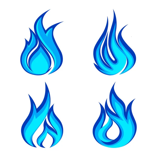 Set of blue flame icons — Stock Vector