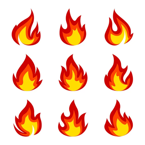 Set of icons flame — Stock Vector