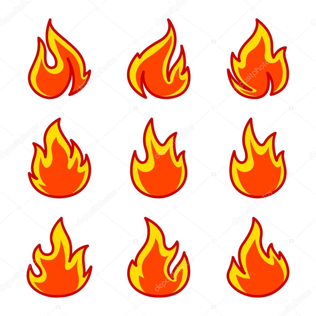 Fire flames in flat design style, vector illustration.