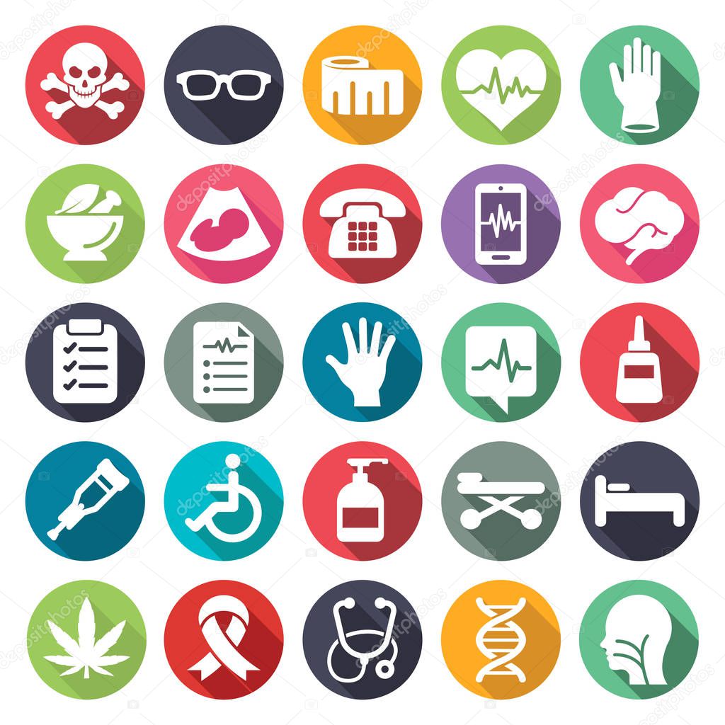 Medical set vector icon in flat design style
