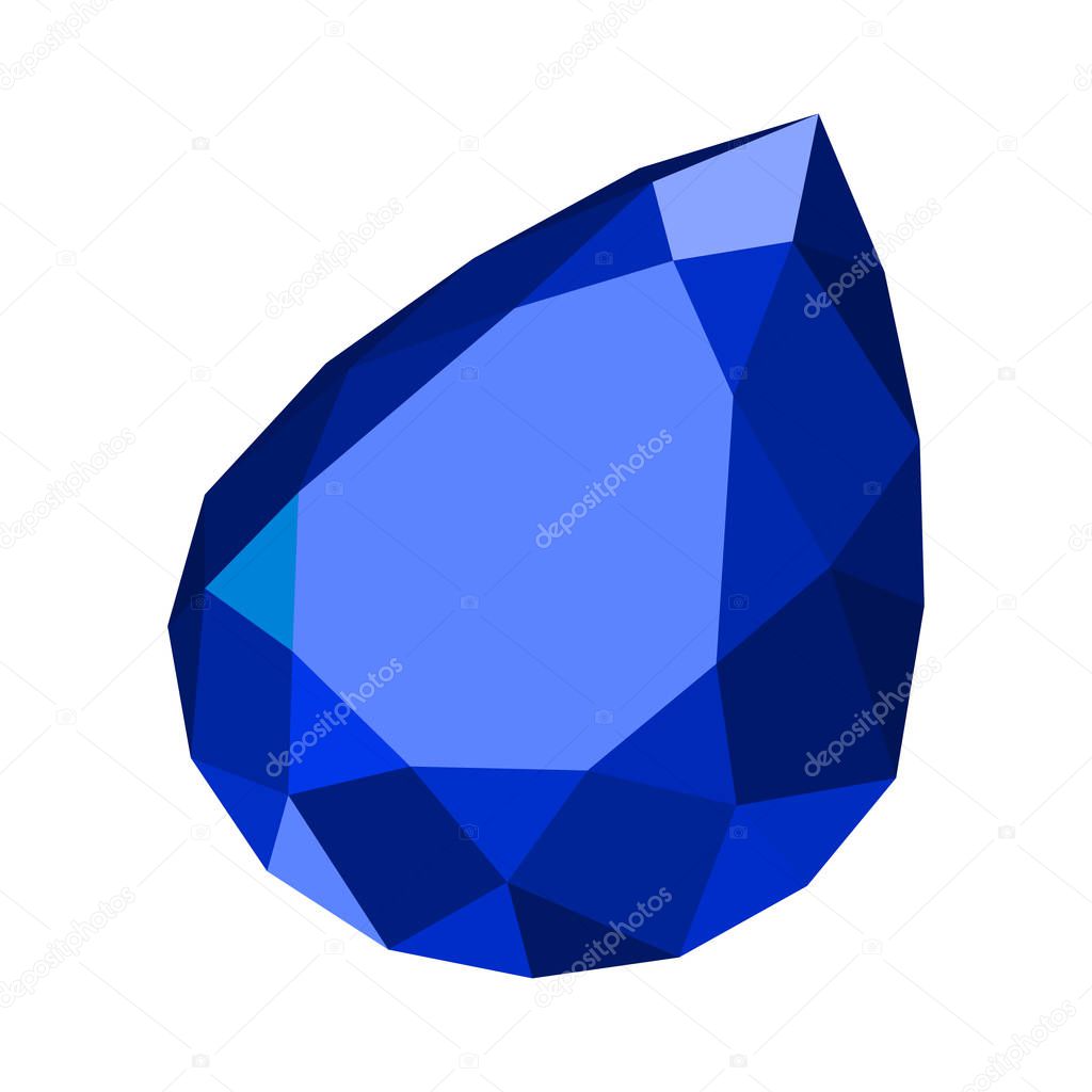 Teardrop gemstone with flat color, no gradients, no transparency, flat design style.